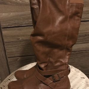 Extended calf brown boots size 10